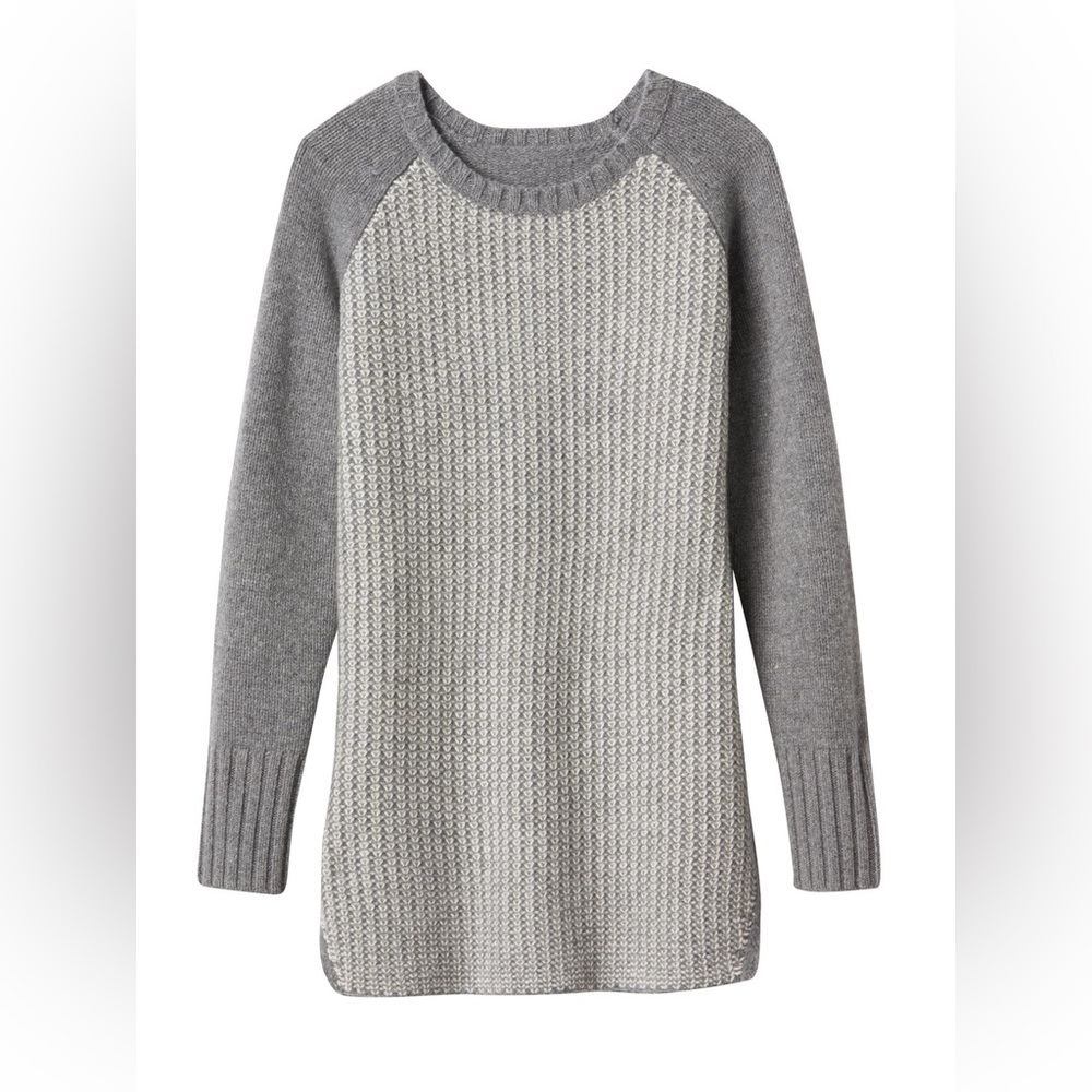 Athleta Grey/White Cashmere/Wool Sienna Tunic Sweater Size Medium